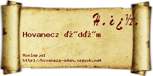 Hovanecz Ádám névjegykártya
